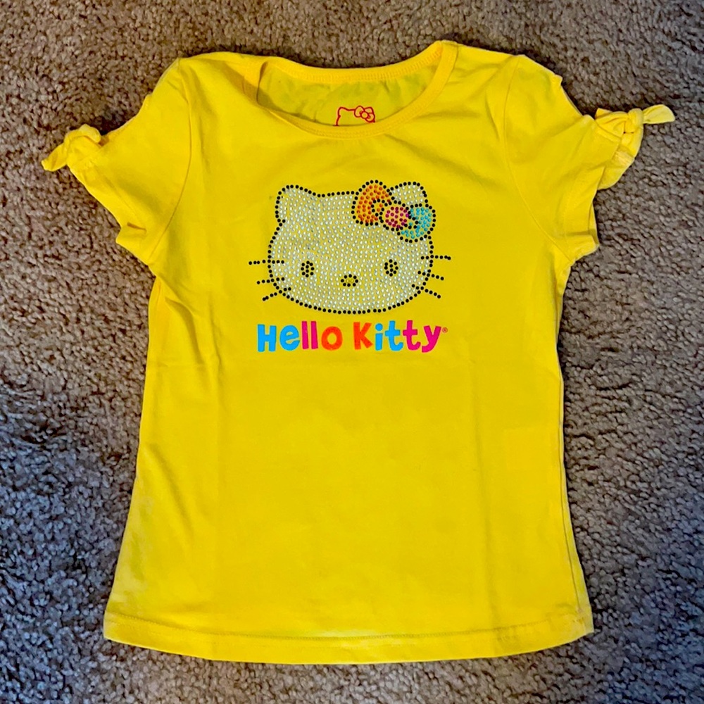 GIRLS HELLO KITTY YELLOW RHINESTONE TSHIRT